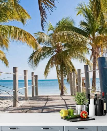 Key West Boardwalk til stranden Mural Bakgrunn Key West Boardwalk til stranden Mural Bakgrunn