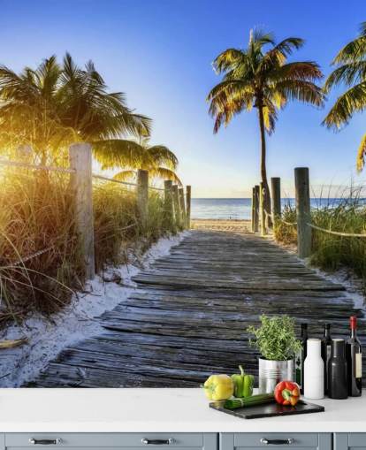 Boardwalk Sunrise Behang Muurschildering Boardwalk Sunrise Behang Muurschildering