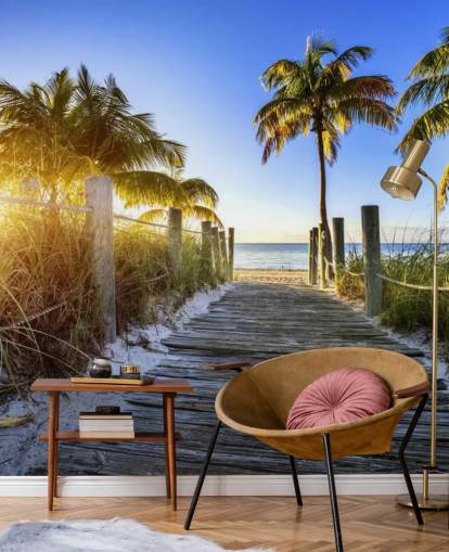 Papel pintado Amanecer en paseo marítimo