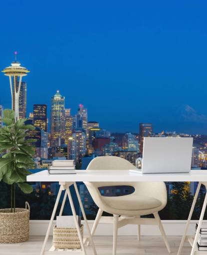 Skyline van Seattle en Mount Rainier Seattle Skyline and Mount Rainier Wallpaper Skyline van Seattle en Mount Rainier Seattle Skyline and Mount Rainier Wallpaper