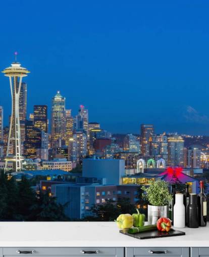 Skyline von Seattle und Mount Rainier Seattle Skyline and Mount Rainier Wallpaper 