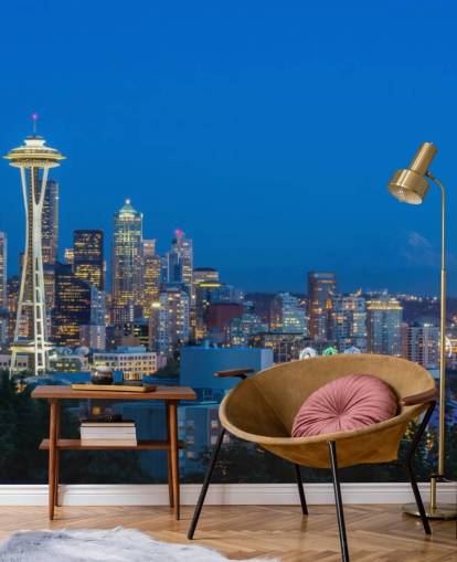 Horizonte de Seattle y Monte Rainier Seattle Skyline and Mount Rainier Wallpaper 