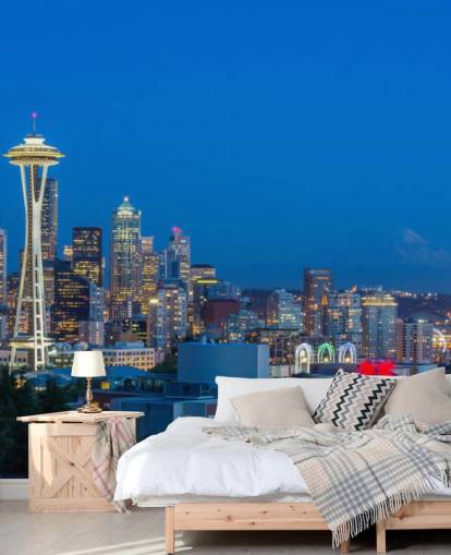 Skyline de Seattle e Mount Rainier Seattle Skyline and Mount Rainier Wallpaper 