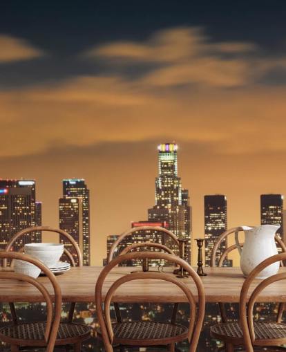 Atardecer en el horizonte de Los Angeles Skyline Sunset Wallpaper 