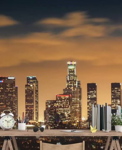 Los Angeles Skyline Sunset Los Angeles Skyline Sunset Wallpaper 
