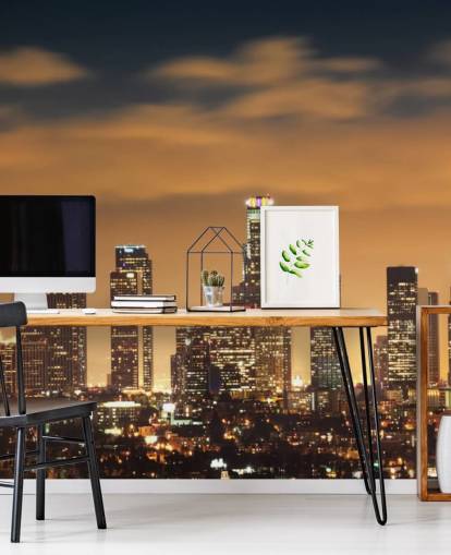 Tramonto sullo skyline di Los Angeles Los Angeles Skyline Sunset Wallpaper 