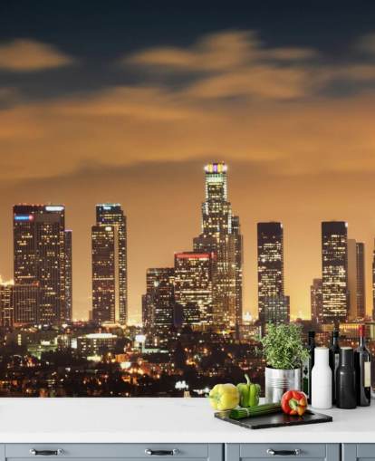 Los Angeles Skyline Solnedgang Los Angeles Skyline Sunset Wallpaper 