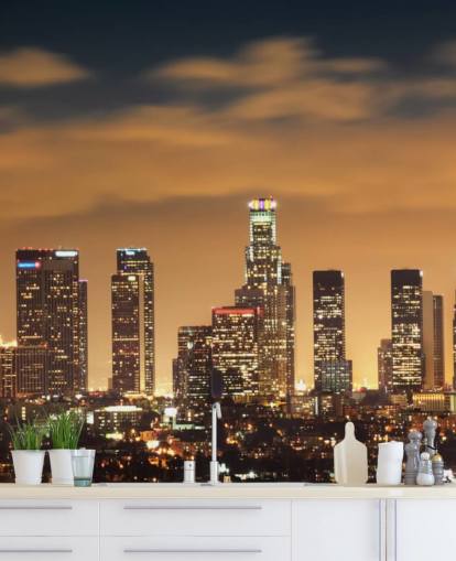 Los Angeles Skyline Sunset Los Angeles Skyline Sunset Wallpaper 