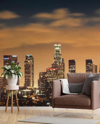 Los Angeles Skyline Sunset Los Angeles Skyline Sunset Wallpaper 