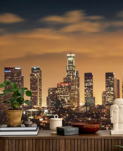 Atardecer en el horizonte de Los Angeles Skyline Sunset Wallpaper 