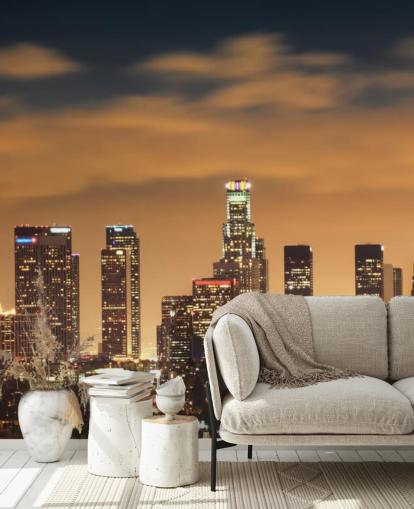 Los Angeles Skyline Sunset Los Angeles Skyline Sunset Wallpaper 