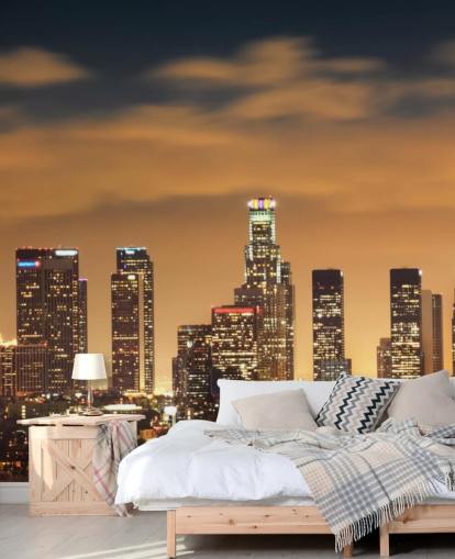 Sonnenuntergang über Los Angeles Skyline Los Angeles Skyline Sunset Wallpaper 