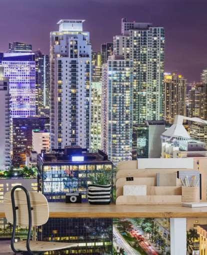 Paisaje urbano de Miami en la noche Miami Cityscape Wallpaper Paisaje urbano de Miami en la noche Miami Cityscape Wallpaper