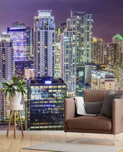 Paesaggio urbano di Miami di notte Miami Cityscape Wallpaper 