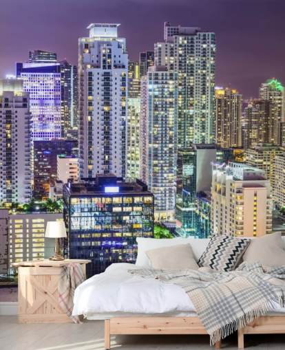 Paisagem urbana de Miami à noite Miami Cityscape Wallpaper 