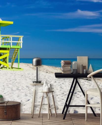 Green Lifeguard Hut on Beach Wallpaper Green Lifeguard Hut on Beach Wallpaper