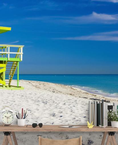 Carta da parati Green Lifeguard Hut sulla spiaggia