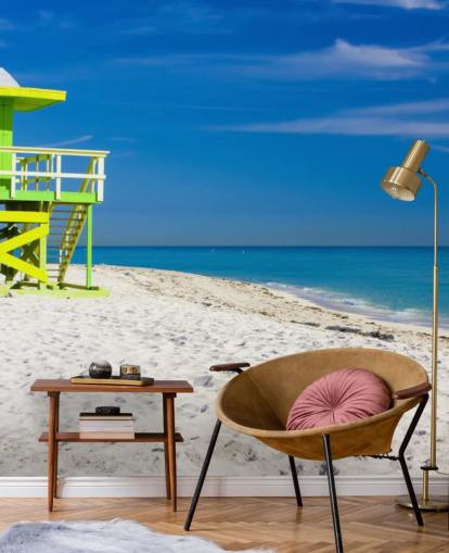 Green Lifeguard Hut on Beach Wallpaper Green Lifeguard Hut on Beach Wallpaper