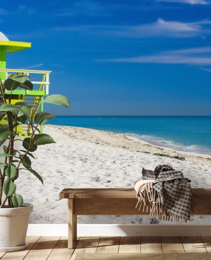 Green Lifeguard Hut on Beach Wallpaper
