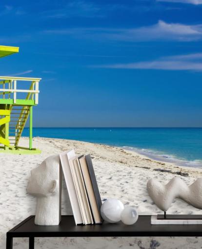 Green Lifeguard Hut on Beach Wallpaper Green Lifeguard Hut on Beach Wallpaper