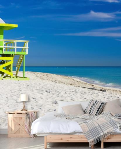 Green Lifeguard Hut on Beach Wallpaper