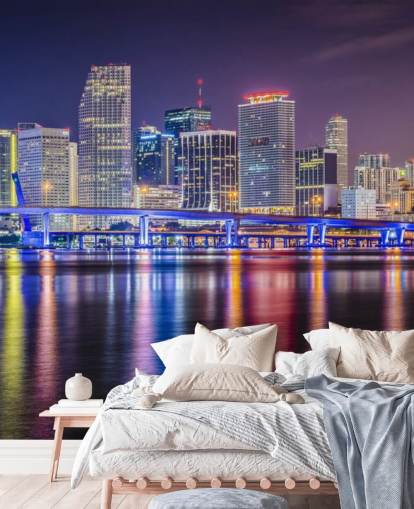 Colourful Miami at Night Colourful Miami at Night Wallpaper 