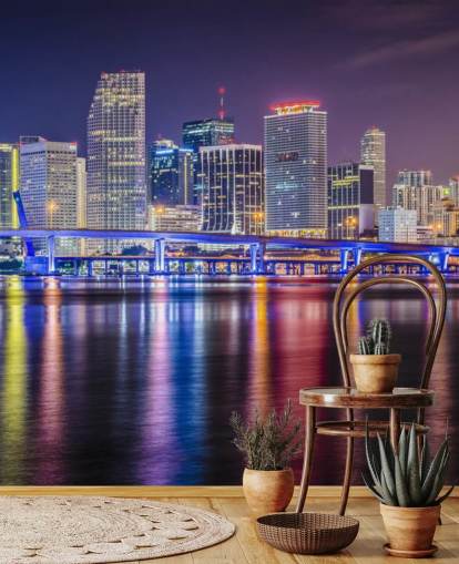 Kleurrijk Miami's nachts Colourful Miami at Night Wallpaper 