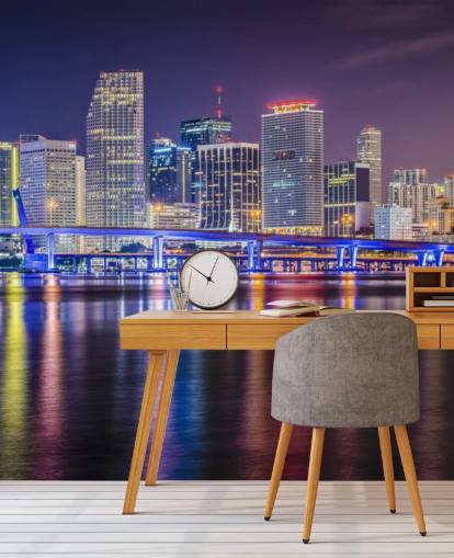 Farverig Miami om natten Colourful Miami at Night Wallpaper 