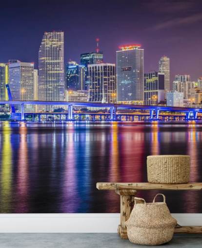 Miami colorée la nuit Colourful Miami at Night Wallpaper 