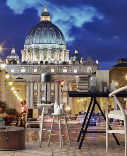 mural de papel pintado roma por la noche