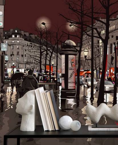 Paris im Regen Fototapete