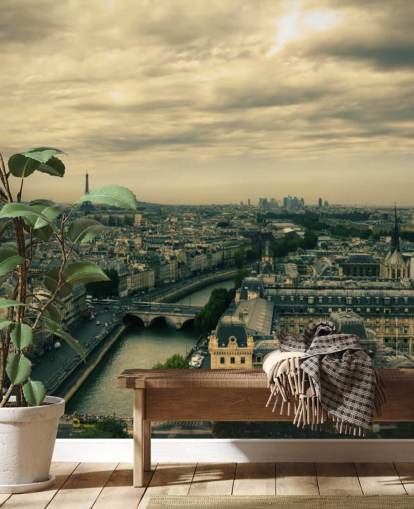Paris Skyline fra Notre Dame Baggrund Paris Skyline fra Notre Dame Baggrund