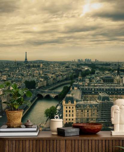 Skyline van Parijs van Notre Dame Wallpaper