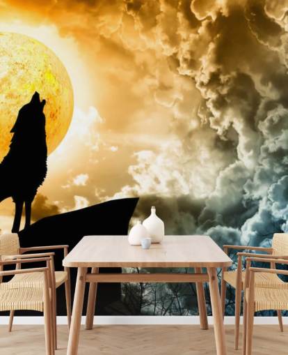 Papel de Parede Howling Wolf at Sunset Papel de Parede Howling Wolf at Sunset