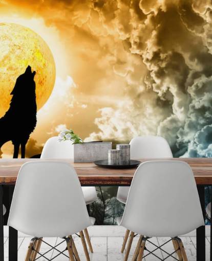 Howling Wolf at Sunset Wallpaper