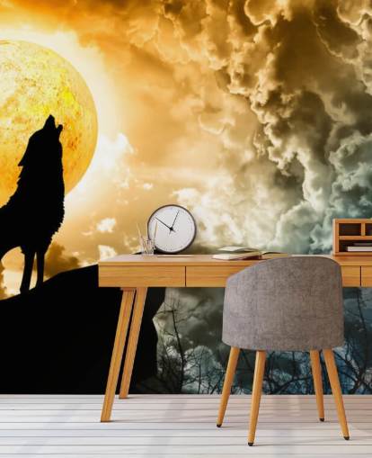 Howling Wolf at Sunset Wallpaper Howling Wolf at Sunset Wallpaper