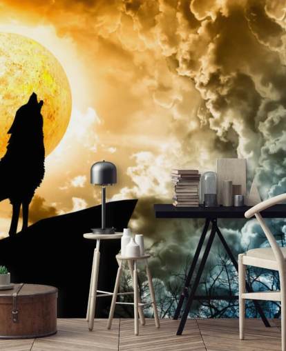 Howling Wolf at Sunset Wallpaper