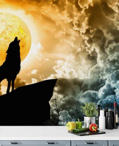 Howling Wolf at Sunset Wallpaper