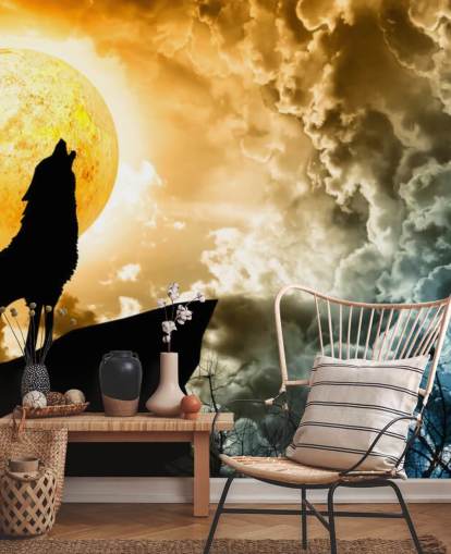 Hylende Wolf på Sunset Wallpaper