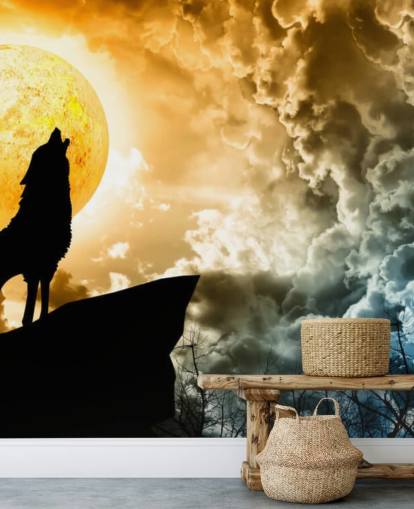 Howling Wolf at Sunset Wallpaper