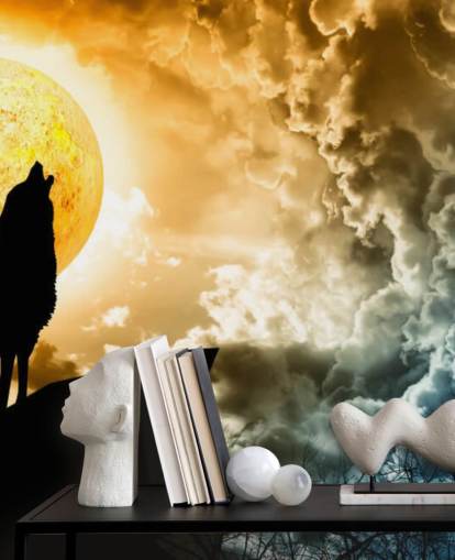Carta da Parati Howling Wolf al tramonto Carta da Parati Howling Wolf al tramonto