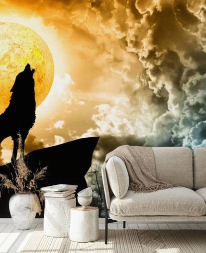 Howling Wolf at Sunset Wallpaper