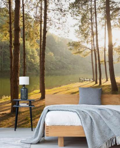 Forest by Lake Wallpaper