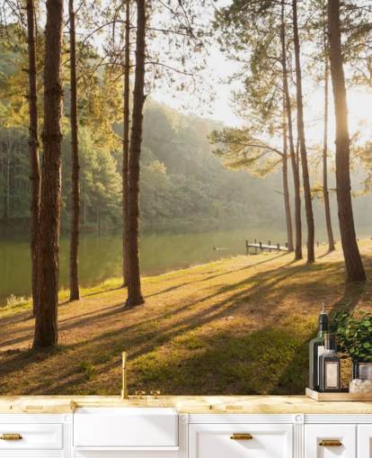 Forest by Lake Wallpaper