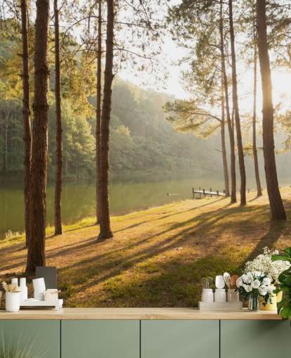 Forest by Lake Wallpaper