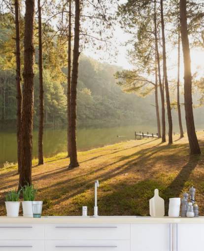 Forest by Lake Wallpaper