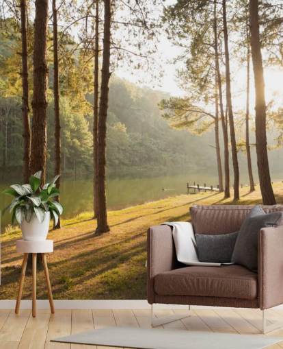 Forest by Lake Wallpaper