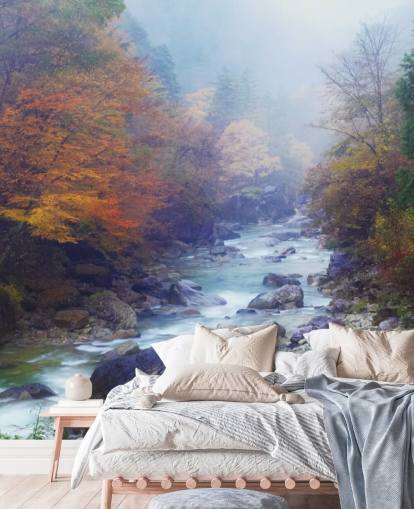 Misty Autumn River Wallpaper