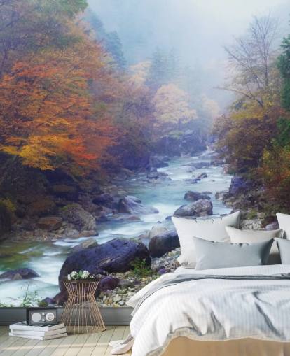 Misty Autumn River Wallpaper