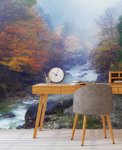 Misty Autumn River behang